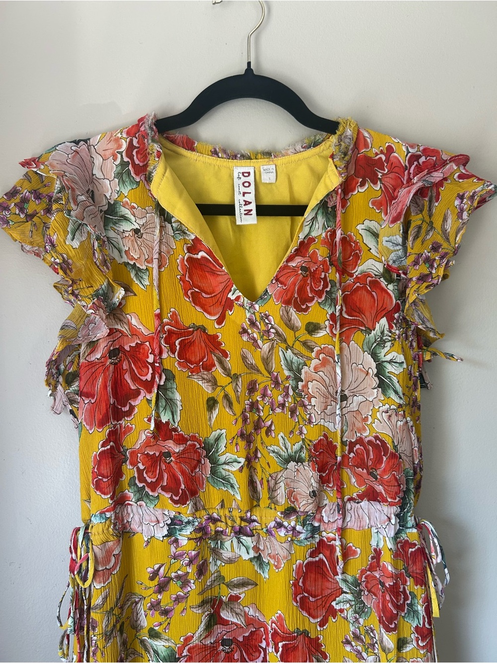 Anthropologie Dolan Left Coast Collection Ellory Floral Silk Ruffle Midi Dress - Picture 7 of 11